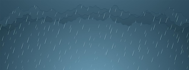 Vector illustration, rainstorm, rain background, rainy season, paper art style