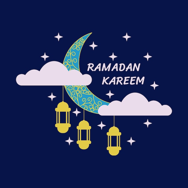 Vector illustration of ramadan kareem flat label