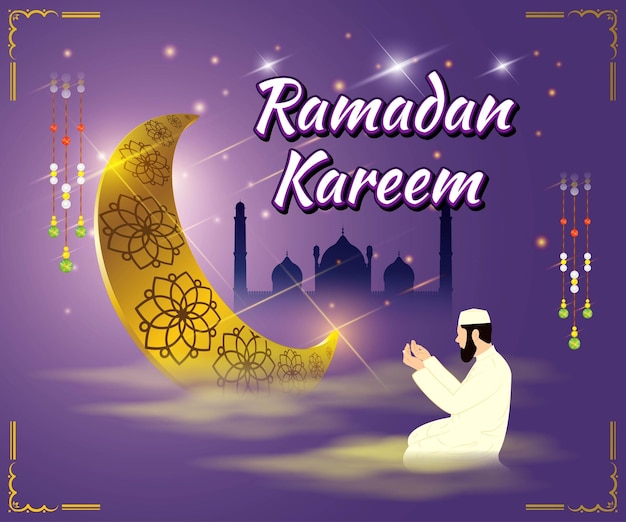 Vector illustration of ramadan kareem greeting