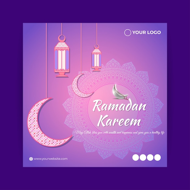 Vettore illustrazione vettoriale del modello di mockup del feed della storia dei social media di ramadan kareem