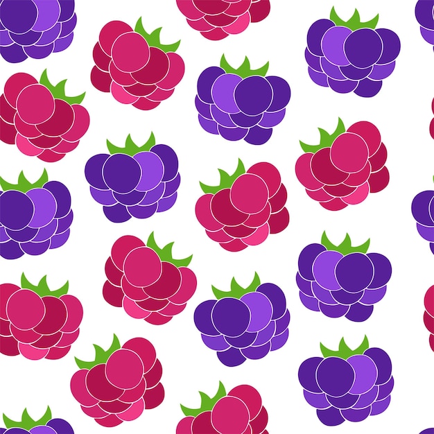 Vector illustration of raspberries and blackberries on a white background for wallpaper cover interior print