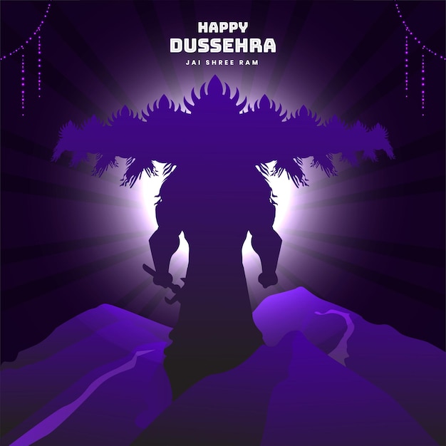 Vector illustration of ravana on indian festival dussehra and navratri background