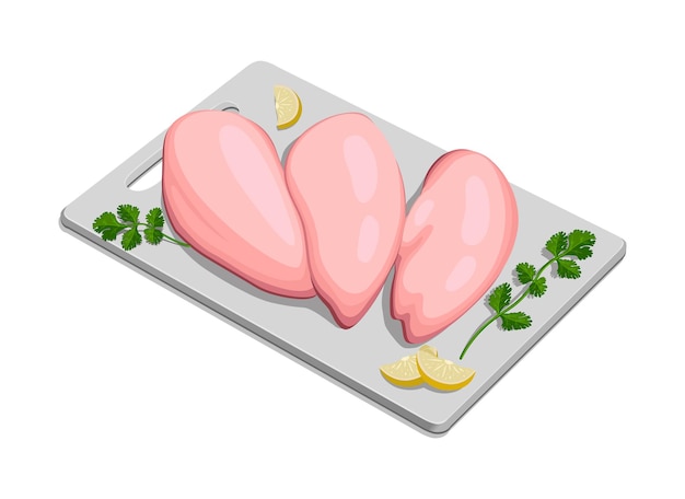 Vector vector illustration of raw chicken breast fillet