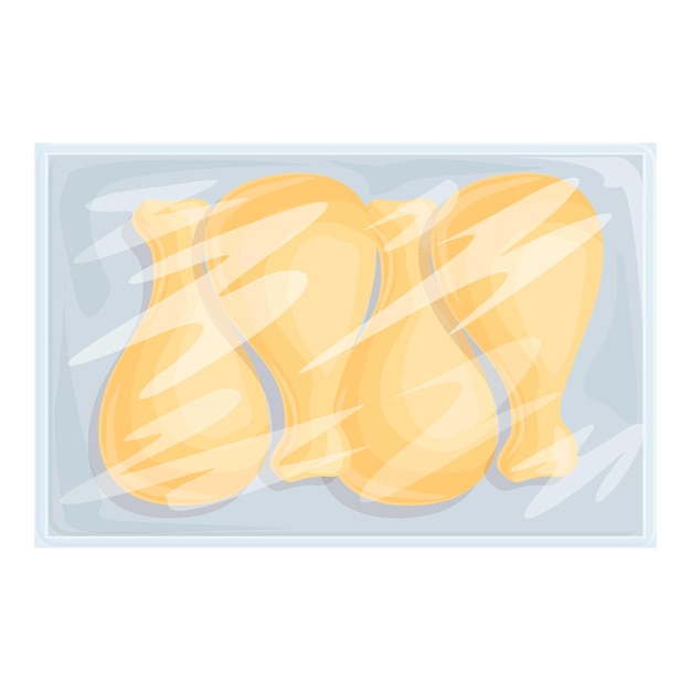 Vector vector illustration of raw chicken drumsticks in a transparent packaging