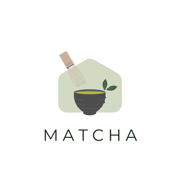 Vector Illustration of Ready-to-Drink Matcha in a Black Bowl