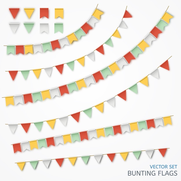 Vector illustration of a realistic garland of colorful flags.