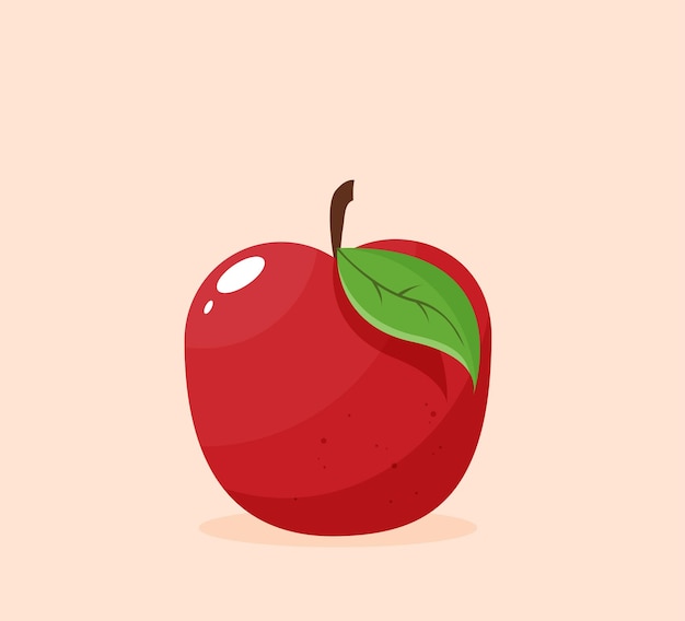 Vector illustration of red apple cartoon character Fruit flat icon