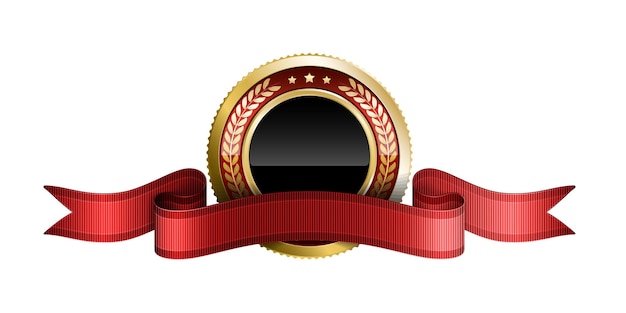 Vector vector illustration of red award ribbon and golden medal