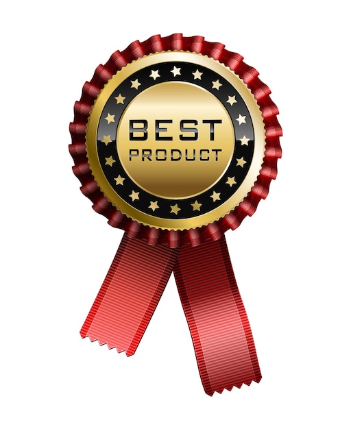 Vector illustration of red award ribbon and golden medal