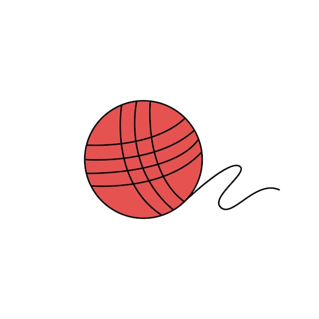 Vector illustration of red ball of yarn on white background