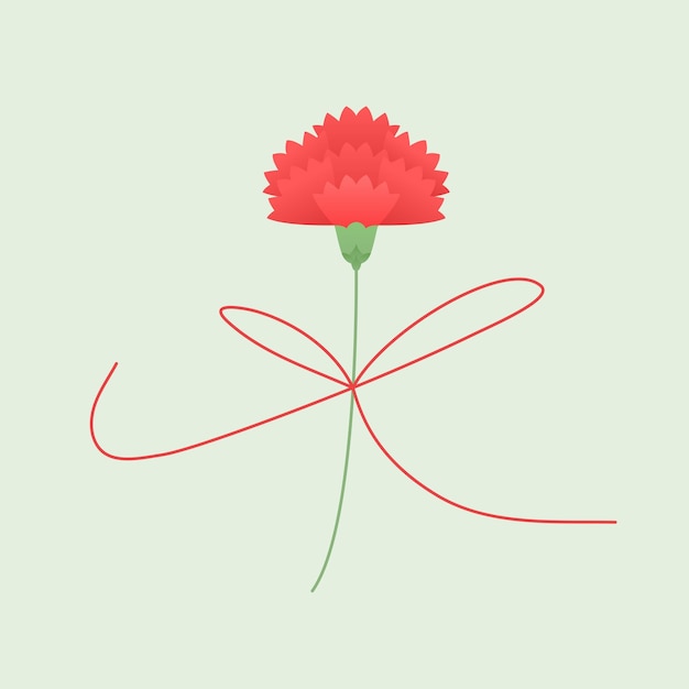 Vector illustration of red carnations with ribbon