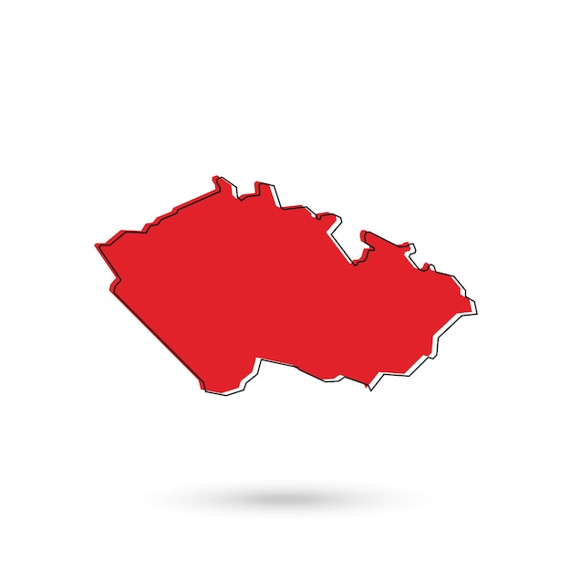 Vector Illustration of the red Map of Czech Republic on White Background