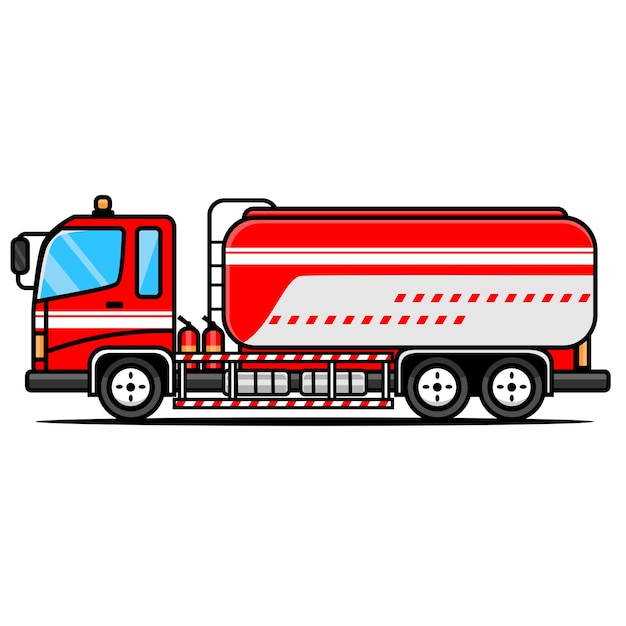 Vettore illustrazione vettoriale di un camion cisterna per petrolio rosso