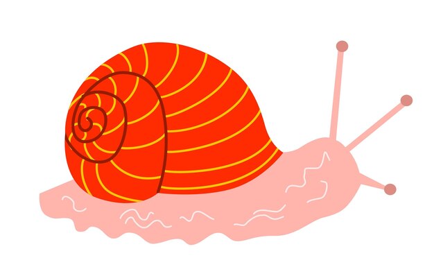 Vector illustration of a red snail in a flat style