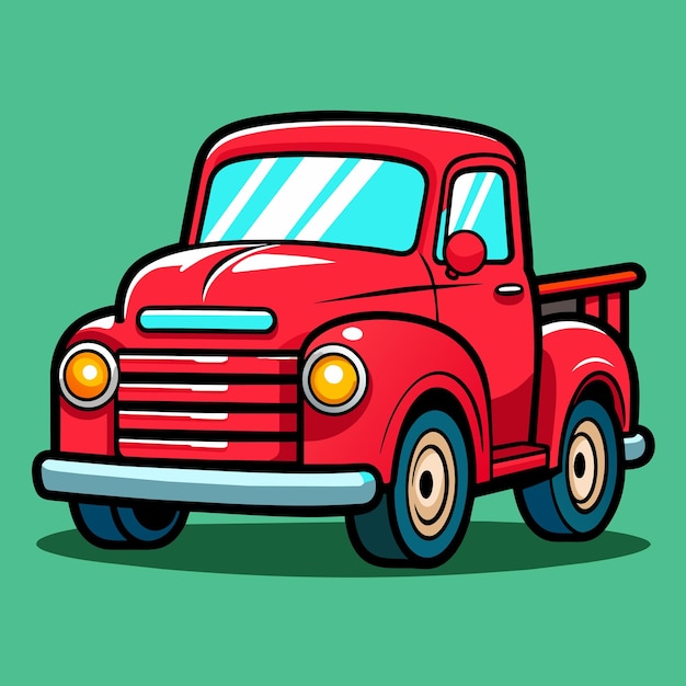 Vector vector illustration of red truck delivery