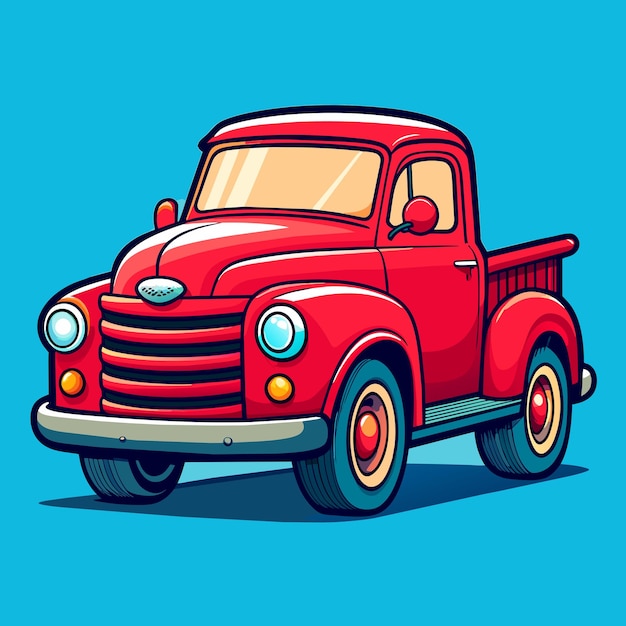 Vector vector illustration of red truck delivery