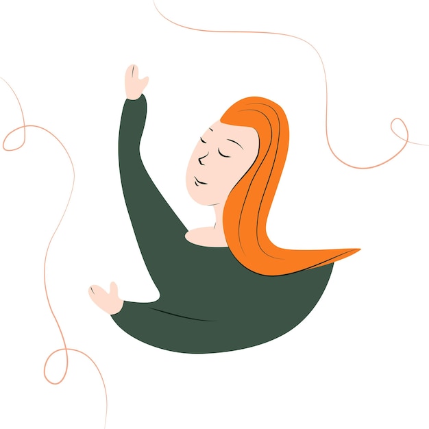 Vector illustration of redhaired woman Abstract forms Lines