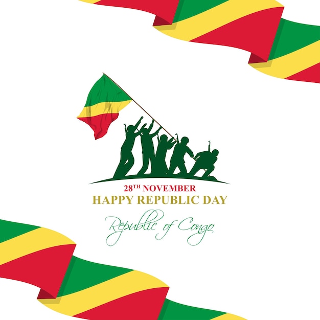 コンゴ共和国共和国記念日ソーシャル メディア フィード テンプレートのベクトル イラスト