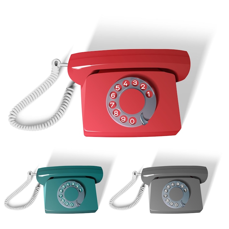 Vector vector illustration retro phone in different colors