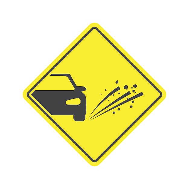 vector illustration of a road sign icon watch out for a lot of gravel small stones on the highway