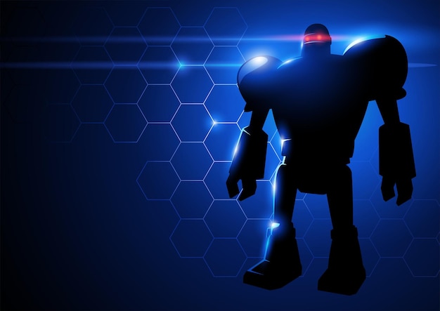 Vector illustration of a robot on hi-tech background