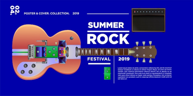 Illustrazione vettoriale festival di musica rock e chitarra