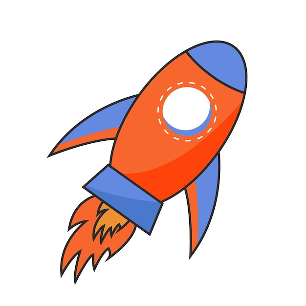 Vector vector illustration rocket cartoon isolated on white