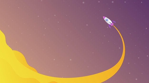 Vector vector illustration of a rocket in outer space space theme background design