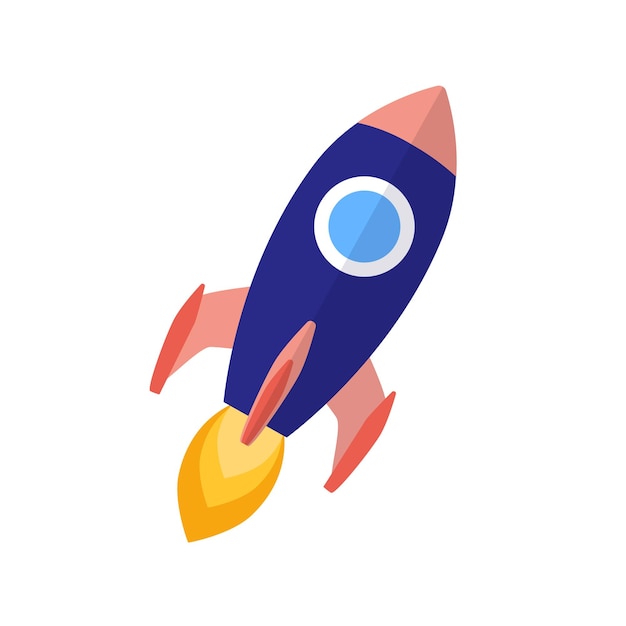 Vector illustration of a rocket that takes off Flat style