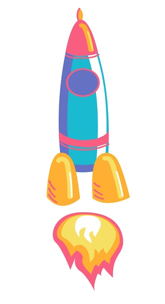 Vector vector illustration rocket with fire