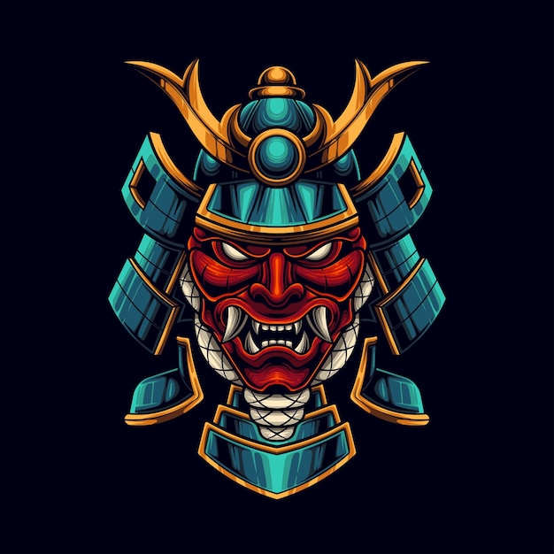 Vector illustration of ronin samurai with japanese style drawing