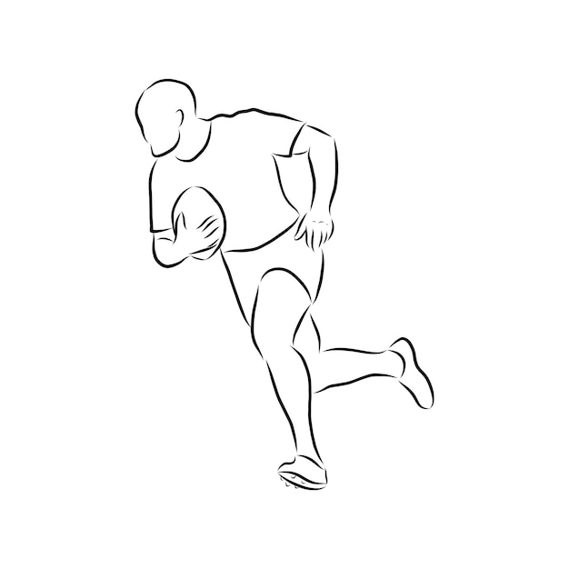 Vector illustration of a rugby player wearing all black running with ball