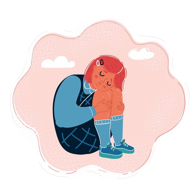 Vector vector illustration of sad girl