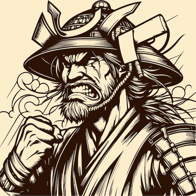 vector illustration of a samurai with a sword