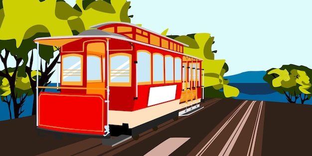 Vector illustration of San Francisco cable car