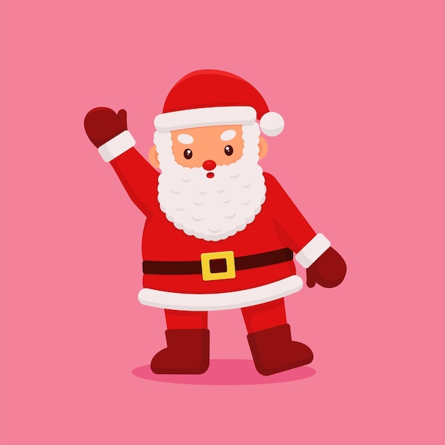 Vector illustration of Santa Claus adorable waving Christmas design concept