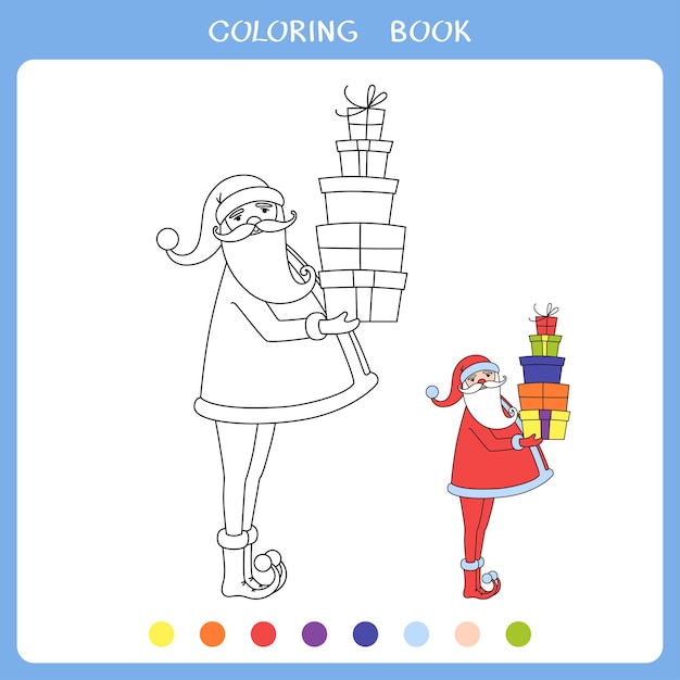 Vector illustration of Santa Claus for coloring book