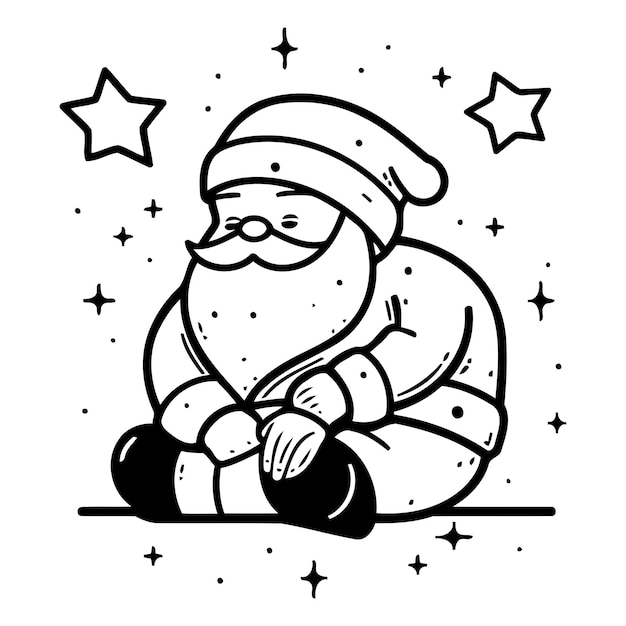 Vector vector illustration of santa claus sitting on the floor christmas and new year icon