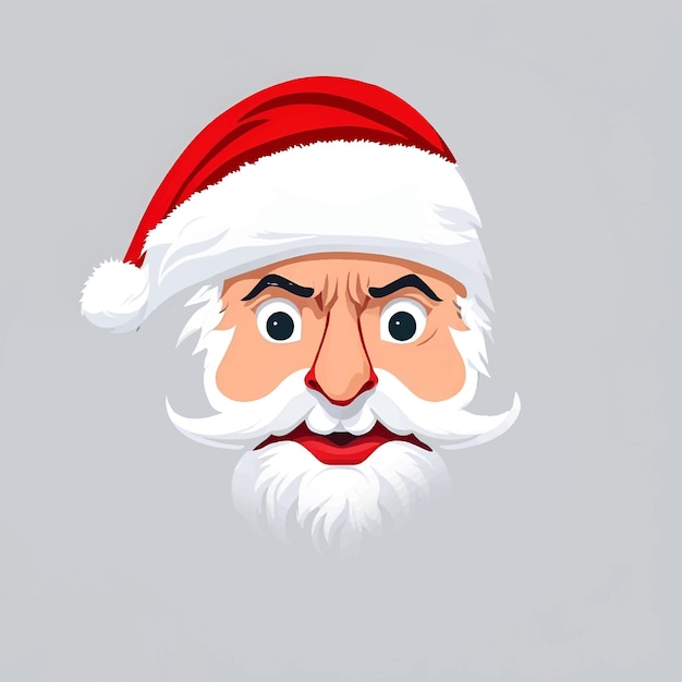 Vector illustration of Santa Clause face with beard and hat Cartoon Christmas character