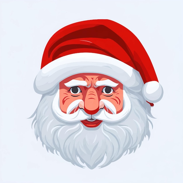 Vector vector illustration of santa clause face with beard and hat cartoon christmas character