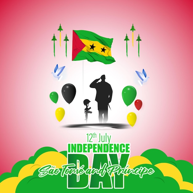 Illustrazione vettoriale per il banner del giorno dell'indipendenza di sao tomé e principe