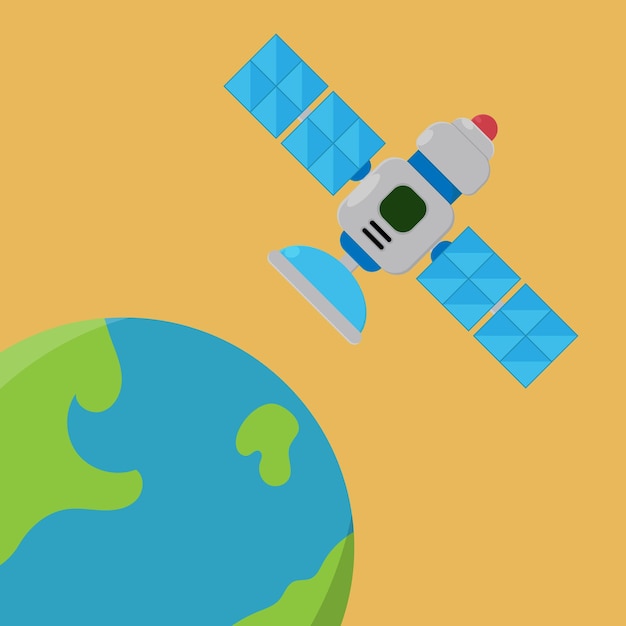 vector illustration of a Satellite hovering over the earth