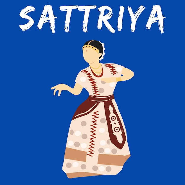 Vector illustration of sattriya classical indian dance