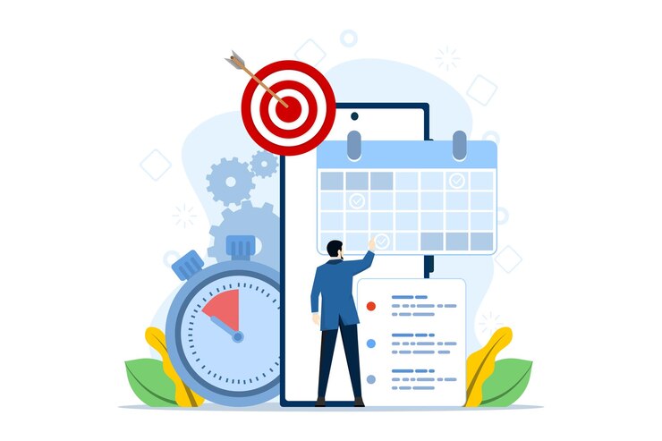 Vector vector illustration of scheduling appointments on a calendar or marking tasks on a list
