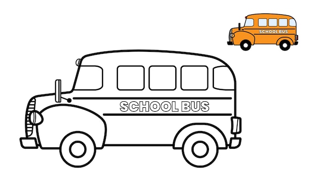 Vector illustration of school bus, good for coloring book for kids.