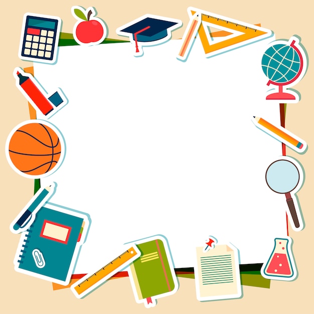 Vector illustration of school supplies and tools