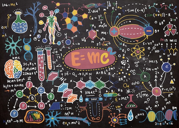 Vector vector illustration of scientific formulas and calculations