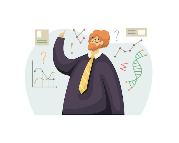 Vector illustration of a scientist engaged in research Profession