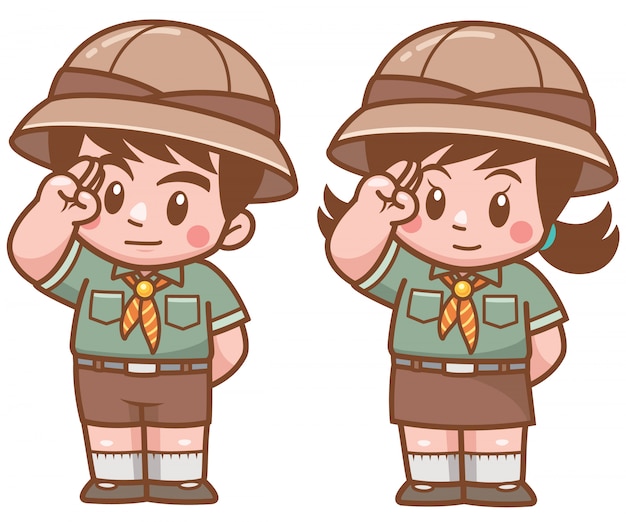 Illustrazione vettoriale del personaggio di bambini scout