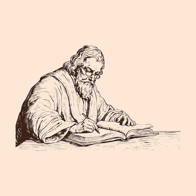 Vector illustration of a scribe from the middle ages